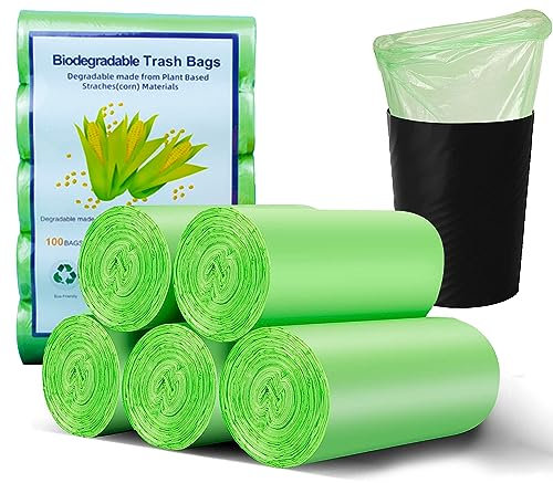 JNTMIKUN 100 Pezzi Sacchetti Spazzatura 20L Sacchi Umido Compostabili per Cucina Ufficio Soggiorno(50X60cm,Verde)