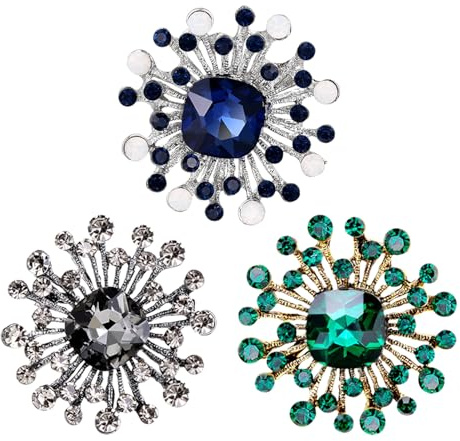 COACOM 3 Piezas Broche Geométrico De Diamantes De Imitación, Elee Broche De Metal, Adornos De Ropa, Accesorios De Ropa, Accesorios Elees.
