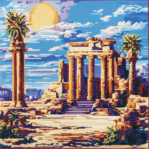 paesaggio Kit gancio di chiusura,Tempio retrò nel deserto,Kit gancio di chiusura per fodera per cuscino DIY,fodera per cuscino cucito artigianale all'uncinetto,43x43cm