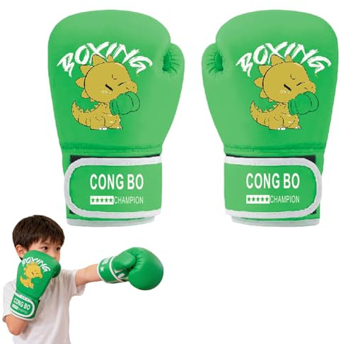 Boxhandschuhe Für Kinder, Boxhandschuhe Kinder, Junior Sparringhandschuh, Box Handschuhe Kinder, Pu Cartoon Sparring Training Für Kinder Von 4-12 Jahren Für Boxsack, Kickboxen, Muay Thai, MMA(Grün)