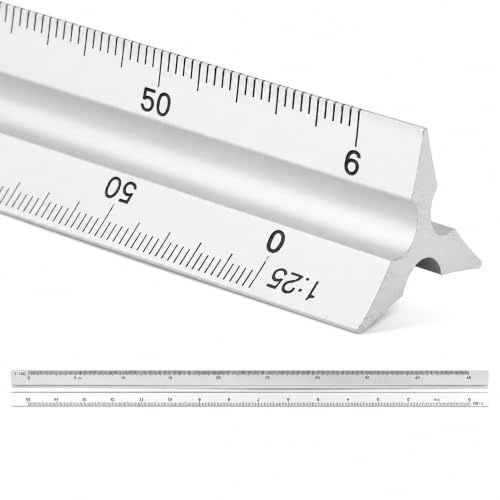 Righello 30 cm, righelli per scala architettonica, righelli triangolari in scala, righello in metallo per architetti, Triangolare Scalimetro 1:150, argento