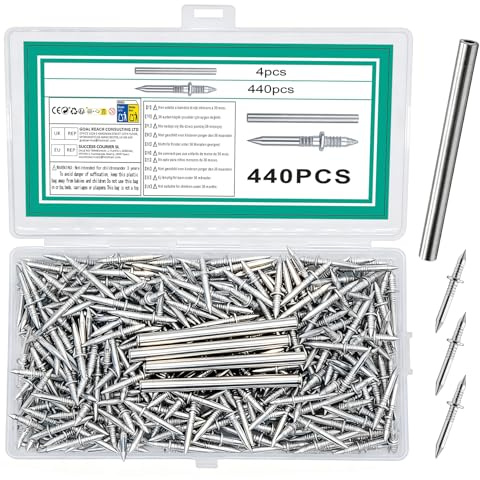 440 Pz Chiodi Doppia Punta per Legno, Chiodi per Battiscopa, Nails Viti senza Traccia per legno e battiscopa, con 4 utensili a manicotto