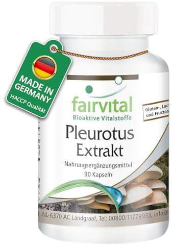 Fairvital | Pleurotes extrait 500mg VEGAN - Fortement dosé - 90 capsules - extrait de champignon standardisé à des polysaccharides 30%