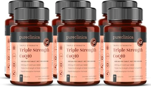 CoQ10 300 mg x 540 tabletter – (6 flaskor med 90 tabletter vardera) 18 månaders förråd. Med vitamin C och Piperin (svartpeppar extrakt)