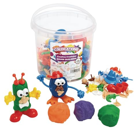 Colorations - BUILDME Creative Creatures Dough Builders (Includes 260 pieces) - Dough & Molding Clay Accessories for Kids - Screen-Free Play Time - Builds Animals & Characters