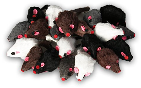 EBI, Set di topi giocattolo con pelo vero per gatti, ognuno da 5 cm