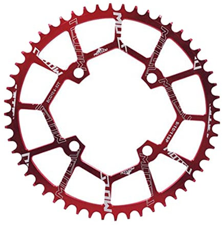 T TOOYFUL Plateau 104 BCD 40/42/44/46/48/50/52 T Anneau de Chaîne Simple Large Étroit avec pour Vélos de Route, VTT, Vélo BMX VTT - Rouge 52T
