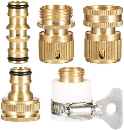 Brass Garden Tap Adaptors Hose Expandable Stretch Fittings Tap Connectors 1/2 Inch and 3/4 Inch Female Threaded Faucet Adapter 3/4 Thread Adapter
