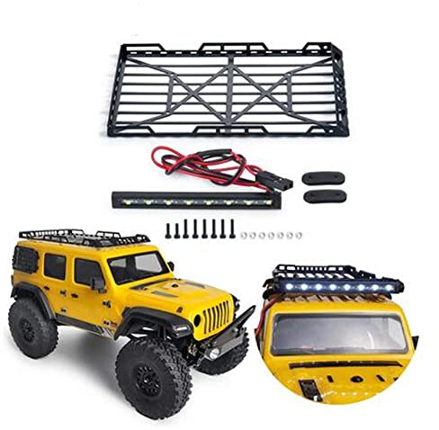 RC-Hub Stainless Steel Roof Rack Luggage Carrier and Spotlights for 1/24 Axial SCX24 90081 AXI00002 RC Cars,Black