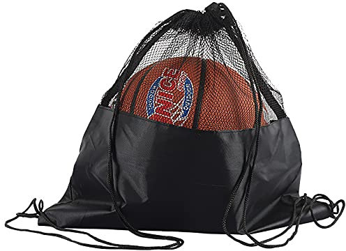SHULLIN Balltaschen Nylon Net Tasche mit Schultergurt tragbare Soccer Bag Netzstoff Sports Ball Tasche Basketball Ball Beutel für Basketball Fußball Volleyball Tennis（Schwarz）
