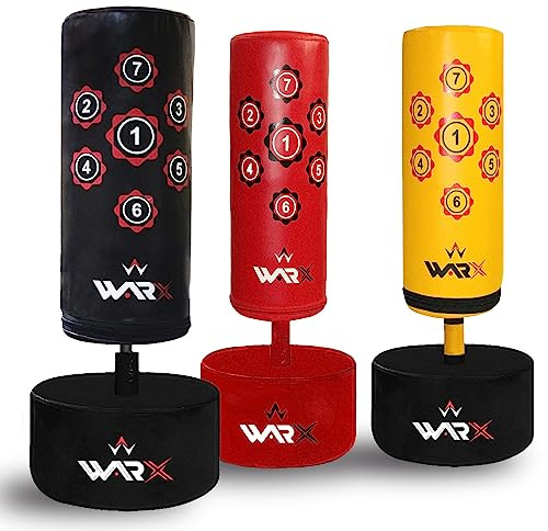 WARX Kids/Junior Boxing Free Standing Sand Base Punch bag Set Freestanding Bag + Gloves (Black)