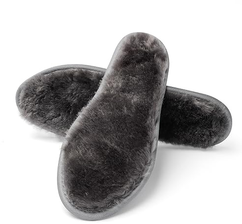 Riemot lammskinnsinlägg, varma innersulor, kvinnor, män, fårskinn, inlägg, vinter, lammskinn, skoinlägg, fåull, komfortinläggssulor mot kyla, fukt, lammskinn, värmesulor för skor, GRÅ, 38