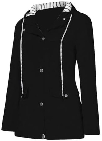 Cocila Womens Long Sleeve Tops Solid Rain Waterproof Plus Raincoat Windproof Hooded Women Jacket Outdoor Women's Coat Fleece Scrub Jacket