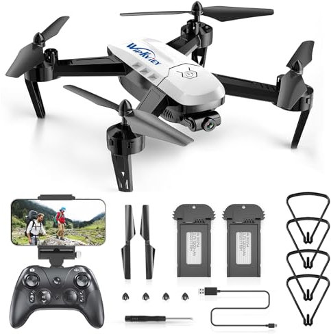 Wipkviey T6 drone avec camera HD 1080P - Avec vidéo en direct WiFi, maintien de l'altitude, Flip 3D, capteur de gravité, Contrôle gestuel, Commande vocale, drones Fpv pour enfants adultes débutants