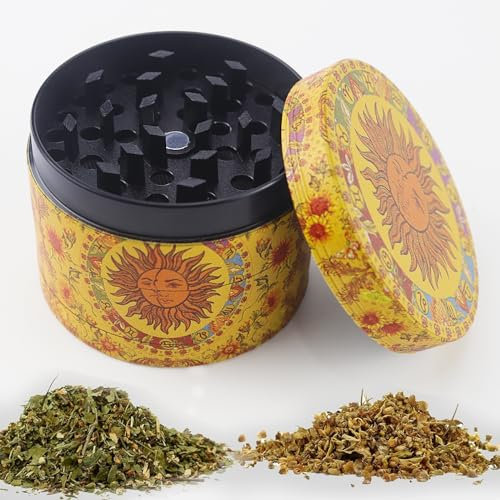 Macinapepe Premium Grinder, Spezie Macina 4 Pezzi Grinder metallo per Erba con Setaccio per Polline, Coperchio Magnetico e Raschietto