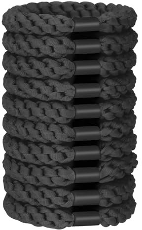 JessLab Haargummiset, 10 Stück Weiche Elastische Haargummis für Frauen Kein Schaden Elastische Haargummis Pferdeschwanz Halter Stretchige Haarbänder Stirnband Zubehör für Mädchen Damen, Schwarz