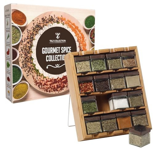 Spice Rack With Spices Included |Herbs, Spices & Seasonings, Kitchen Storage, Spice Rack With Jars |16 Set Herbs And Spices For Cooking |Spice Racks Free Standing |Spices Organizers And Storage (16)