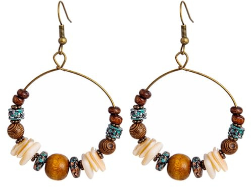 VALICLUD Boucles D'Oreilles Créoles À Perles Bohèmes Pour Femmes Bijoux Fantaisie Minimalistes À Finition Vintage Accessoire Chic Pour Tenues Quotidiennes