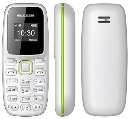 Mini telefono GSM 2G dual SIM con supporto microSD 16 GB, Bluetooth, lettore MP3 il più piccolo al mondo (bianco)