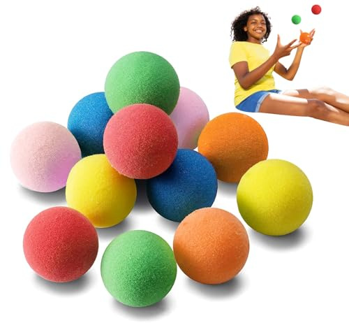 WOUYTPE 12 stycken stressboll, bollar för bollbad, skumboll, lämplig för daglig träning, för att stödja yoga eller som massageapparat, barnleksaker (flera färger)