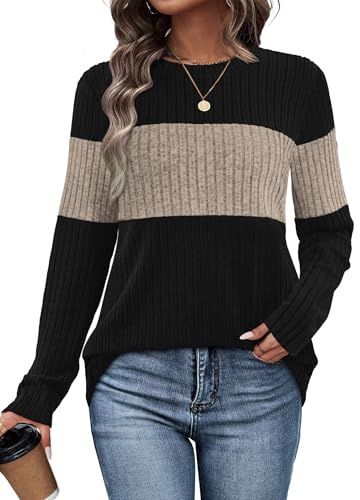 Womens Tops Long Sleeve Shirts Pullover Tunic Sweaters for Leggings Plus Size Fall Clothes for Women 2025 Khaki XXL