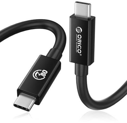 ORICO Thunderbolt 5 kablar, 150 cm USB-C till USB-C-kabel, 240 W effekt, 80 Gbps dataöverföring, upp till 120 Gbps bandbredd, 8K 60 Hz skärm, kompatibel med Thunderbolt 4/3, iPhone 16, MacBook