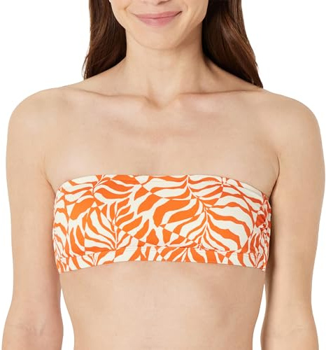 Amazon Essentials Haut de Maillot de Bain Bandeau Femme, Palmiers Abstraits Orange Rouille, 40