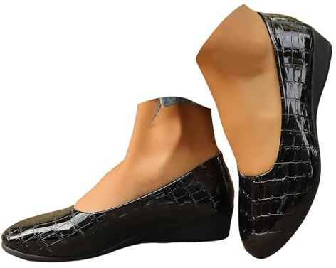 Chaussures Femme Ete Orthopédique Sport Ballerines Petit Talon Souples Securite Chaussures Plates pour Elegante Été Mariage Ballerine Confortable Pied Large Sensibles Compensées Noir 42