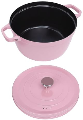 Tnfeeon Olla para Horno Holandés, Aleación de Hierro Esmaltado Resistente con Tapa, Excelente Retención de Calor, Revestimiento Antiadherente, para Estufa de Gas de Inducción, Estofado
