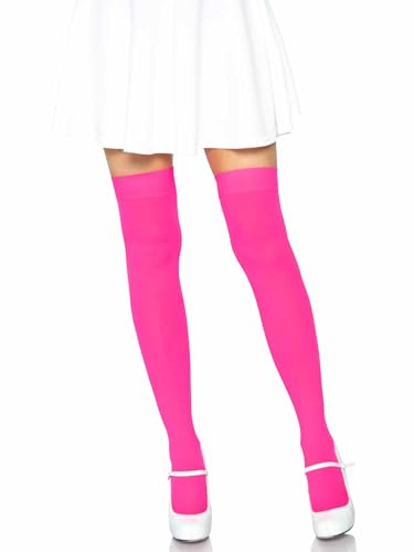 LEG AVENUE 6672 - Nylon Thigh Highs, Einheitsgröße (Neon Pink)