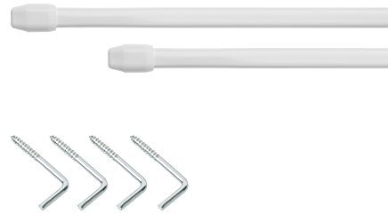 Lichtblick Vitragestange 11 mm Ø, Scheibengardinenstange Weiß, ausziehbar von 40 - 70 cm, Gardinenstange für Küche, Bad usw., Dekoration im Landhaus-Stil