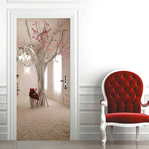 Adesivi per Porte 3D 90x210cm Carta Parati Porta Poster per Porta Rimovibile Autoadesivo Impermeabile Fai da te Foto per Bagno Cucina Soggiorno Ufficio Camera da letto Albero del paesaggio