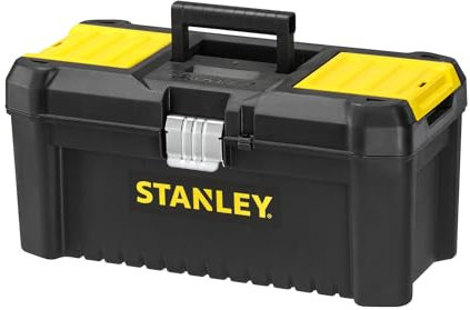 Stanley Werkzeugbox / Werkzeugkasten (16, 20x19,5x41cm, Werkzeugkoffer mit Metallschließen, stabiler Organizer aus Kunststoff für diverse Werkzeuge, Koffer mit entnehmbarer Trage) STST1-75518