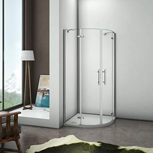 Box Doccia Semicircolare Porta Battente Vetro Temperato Trasparente Anticalcare Alta 195cm 80x80cm