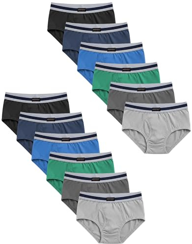 Andrew Scott Boys 12 Pack & 18 Pack Cotton Underwear Briefs for Toddlers and Big Boys in Assorted Colors Prints (Small /6-8, 12 Pack -Assorted Solid Colors)