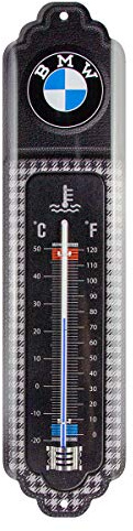 Nostalgic-Art Retro Thermometer, 7 x 28 cm, BMW – Classic Pepita – Geschenk-Idee für BMW Accessoires Fans, Original Lizenzprodukt (OLP), aus Metall, Vintage Design