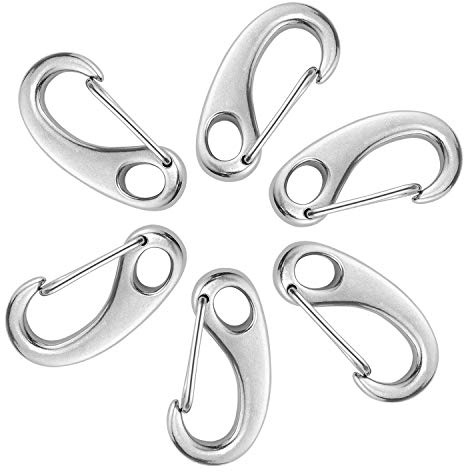 Ganci a scatto, 6 pezzi, in acciaio inox, per arrampicata, campeggio, escursioni, attività all'aperto
