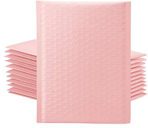 Switory Versandtaschen mit Luftpolsterfolie für CDs & Schmuck & Kosmetik - selbstklebende, gepolsterte Umschläge - Sakura Pink -15,3 cm x 22,9 cm - 50 Stück