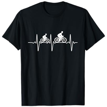 Papa fils Battement de coeur Cycliste Vélo Fête Des Pères T-Shirt