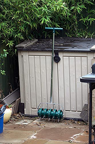 The Shopfitting Shop Rolling Lawn Aerator & Grass Spiker, Manual Rotary Garden Tool Machine, Handheld Push Pull Roll device for home grass yard