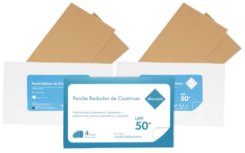 elix·care hyaluronsyra ärrplåster [4 stora förband 20 x 10 cm, skärbara] förhindrar keloider - ärr från kosmetisk kirurgi, kejsarsnitt, sköldkörtel - solskydd UPF50
