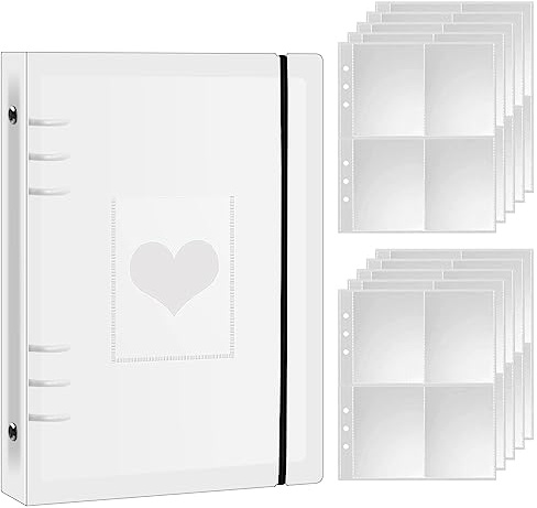 Hoxfly Photocard Binder Album Fotografico, A5 Raccoglitore ad Anelli Raccoglitore, 6 Fori Photocard Album, Trasparente Raccoglitore Anelli, Album Fotografico Portatile con Copertina Smerigliata