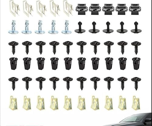 Screw and Nut Clip Kit, 60Pcs Fixed Auto Car Body Fender Screws, Metal U-type Fastener Clip, Car Body Undertray Fender Screw for Car Wheel Arch Cover Undertray Fender For AUDI A4 A6 A8