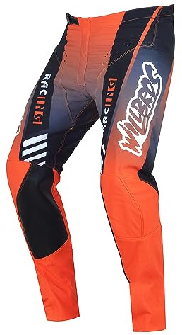 Willbros Pantalones MX Moto Enduro y Motocross Motocicleta Bicicleta de Montaña MTB BMX para Hombre Mujeres Naranja XL=36
