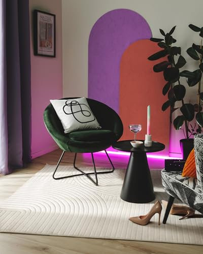 benuta Pop In- & Outdoor Teppich Mars - Creme 200x290 cm - Abstrakter Relief Wohnzimmerteppich - Leicht zu Reinigen - Strapazierfähig - Für Fußbodenheizung Geeignet