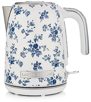 Laura Ashley China Rose 1.7 Litre Stainless Steel Electric Kettle - 3KW Kettles Electric Fast Boil Quiet - Cordless Kettle with 360 Degree Power Base, Overheating & Boil Dry Protection Jug Kettles