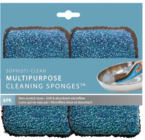 Sophisti-clean Spugne, acciaio inossidabile, bianco, confezione da 6