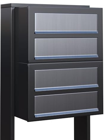 Briefkastenanlage, Design Briefkasten Cube for Four Anthrazit/Edelstahl - Bravios