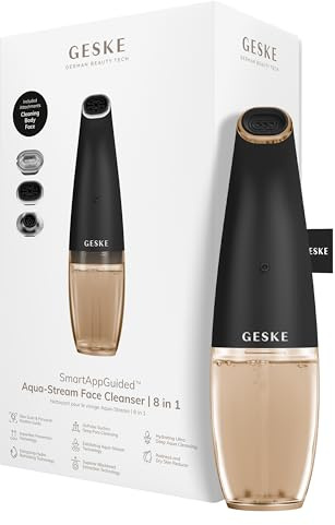 GESKE SmartAppGuided™ Aqua-Stream Face Cleanser | 8 in 1 | Deep Pore Cleansing | Impurities Prevention | Blackhead Extraction | Reduce Red & Dry Skin | Use with our Aqua-Stream Solution