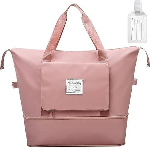 flintronic Reisetasche Damen, Faltbare Reisetasche, Wasserdicht Travel Bag Duffle Bag, Handgepäck Tasche, Sporttasche, Trainingstasche, Handtasche für Sport & Reisen (Rosa)